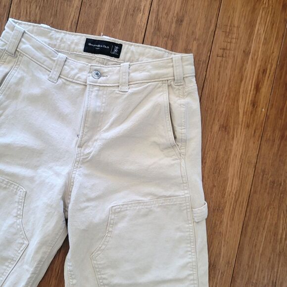 Abercrombie & Fitch Relaxed Fit Men's Size 28 x30 Baggy Work Wear Jean - Ivory - Picture 5 of 9